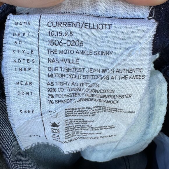 Current/Elliott Womens Moto Ankle Skinny Jeans Nashville Style Size 29 Dark Wash - Picture 3 of 13